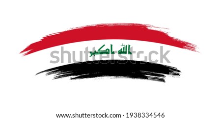 Artistic grunge brush flag of Iraq isolated on white background