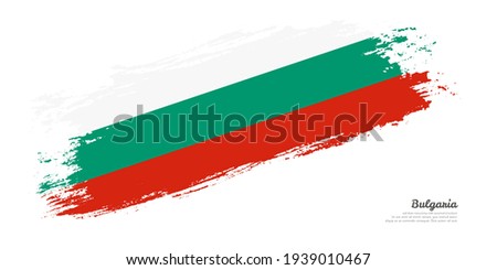 Hand painted brush flag of Bulgaria country with stylish flag on white background