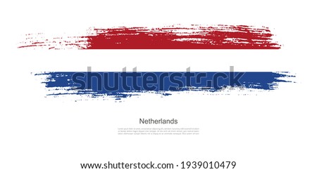 Stain brush stroke flag of Netherlands with creative brush flag banner theme background