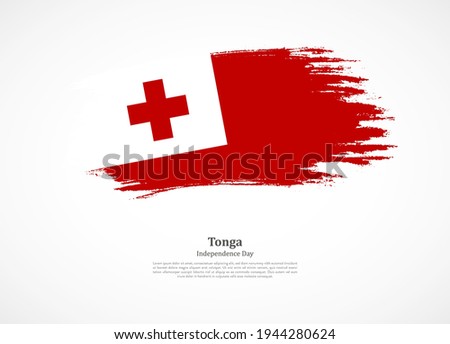 Happy independence day of Tonga with national flag on grunge texture