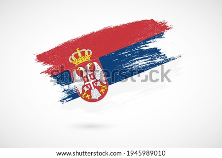 Happy independence day of Serbia with vintage style brush flag background