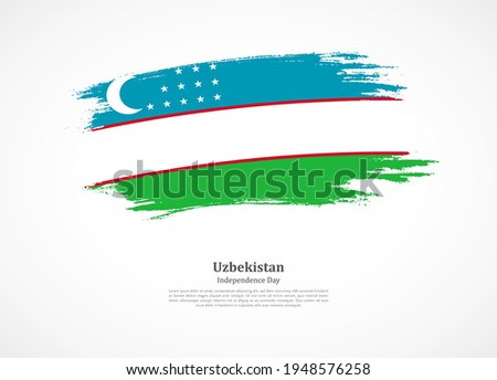 Happy independence day of Uzbekistan with national flag on grunge texture