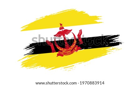 Patriotic of Brunei flag in brush stroke effect on white background