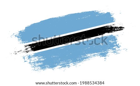 Flag of Botswana country on brush paint stroke trail view. Elegant texture of national country flag