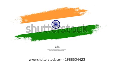 Happy independence day of India with national flag on artistic stain brush stroke background