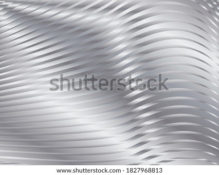 Abstract background with metal waves. Bright silver stripy metallic backdrop. Abstract background with metal waves. Metal Texture with wavy, curves stripes. Luxury digital concept.
