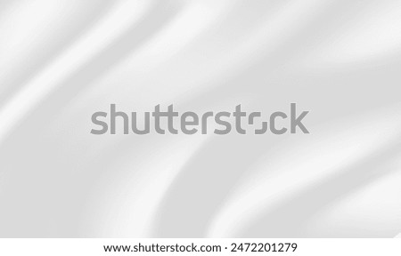 Smooth elegant white silk vector or satin luxury cloth texture background. White gray satin texture that is white silver fabric silk background. Soft shiny creased satin fabric folding texture. Vector