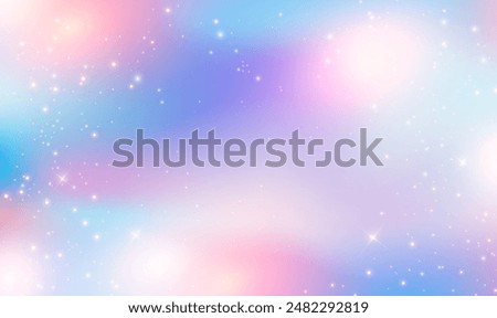 Holographic fantasy rainbow unicorn background. Magic unicorn hologram. kawaii princess gradient. Abstract fabulous background for Christmas, new year, Xmas holidays, celebration, party. Vector EPS10.