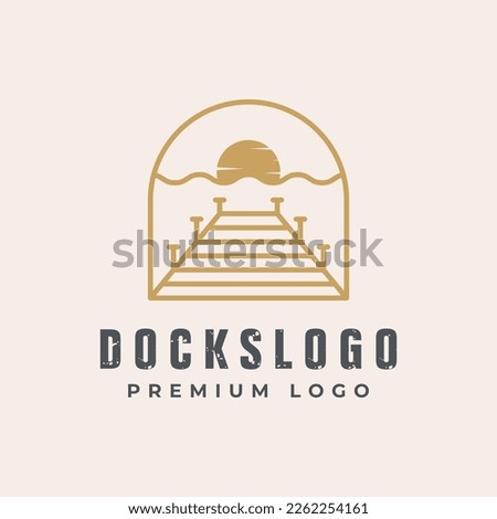 Boat hoists piers lift and docks logo design template vector illustration