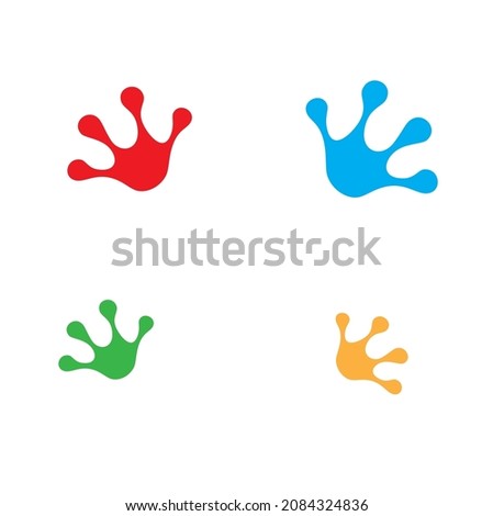 Vector colorful flat frog footprints isolated on white background