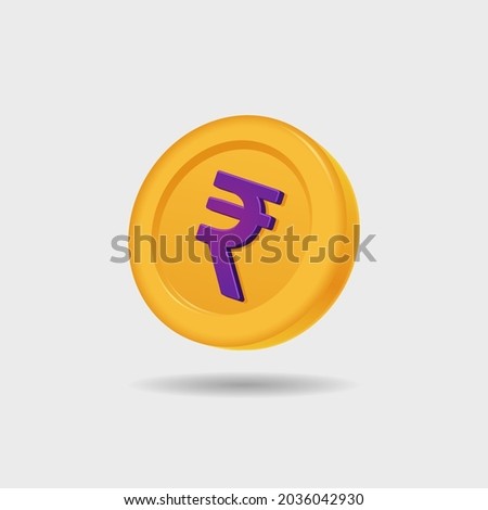 3D icon of Indian Rupee coin