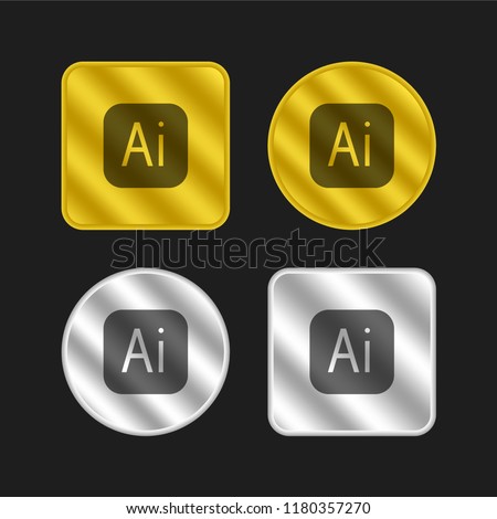 Illustrator gold and silver metallic coin logo icon design