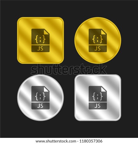 Javascript gold and silver metallic coin logo icon design