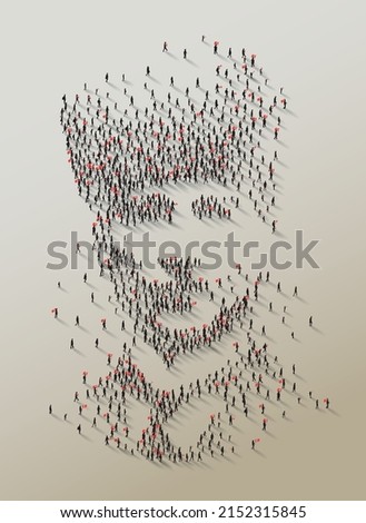 Atatürk silhouette, created by hundreds of people of all ages coming together.