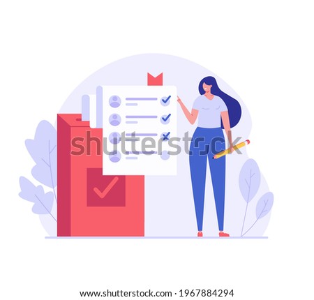 Online Voting and Election Campaign. Woman Voting with Vote Box and Calling for Vote. Concept of Election Day, Making Choice, Balloting Paper, Democracy. Vector illustration for UI, mobile app