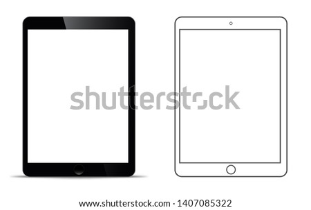 mockup in front of a black tablet that looks realistic With a transparent blank screen.