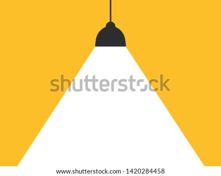 Concept lamp that emits white light on a modern yellow background to add your message.
