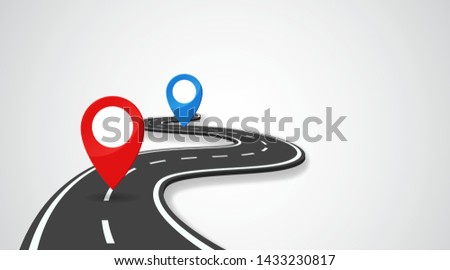 The road with GPS pin indicates the beginning and end of the journey.