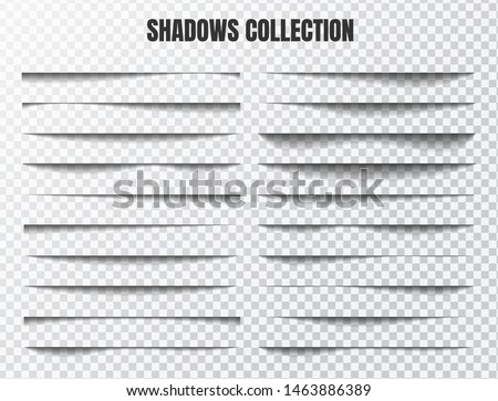 Realistic shadow effect vector set Separate components on a transparent background