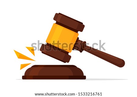 Justice Icon. Vector a legal hammer that knocked off a case in the court of justice.