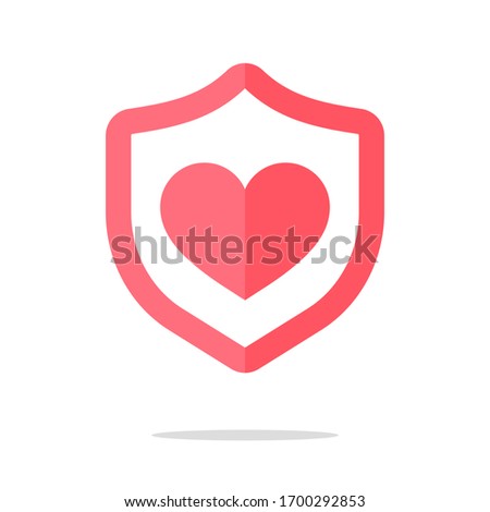 Pink protective shield with a heart shape in the middle The concept of protecting loved ones.