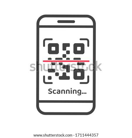 QR Code Icon. Mobile phone icon scanned QR Code to go to the website link.