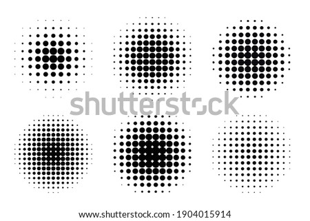 Pop art comic style gradient circle halftone set Vector isolated on white background