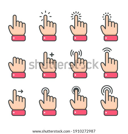 Vector cartoon finger mouse cursor in various gestures for mobile touch screen devices