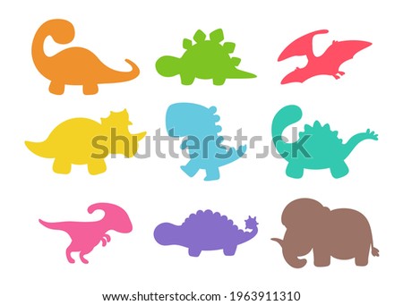 Blank baby dinosaur silhouette for add cute text for kids. Isolated on background.