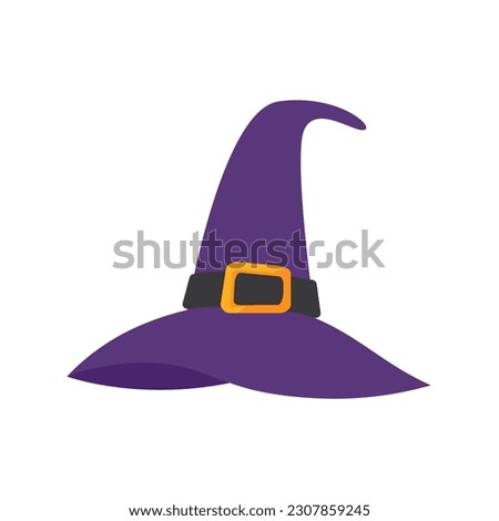 Witch's hat. Magic hat. The costume adorns the little wizard's head at a Halloween party.