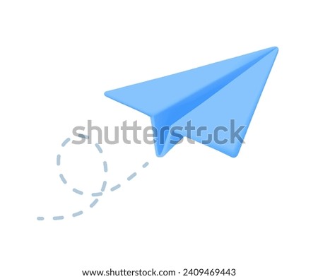 Origami paper airplane flying in the air email sending concept Message to the recipient. 3D vector illustration.
