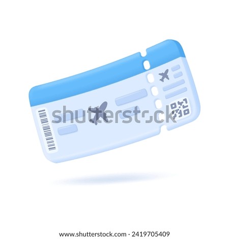 3D airplane tickets. A ticket that specifies the seat and airline for a holiday departure. 3D vector Illustration.