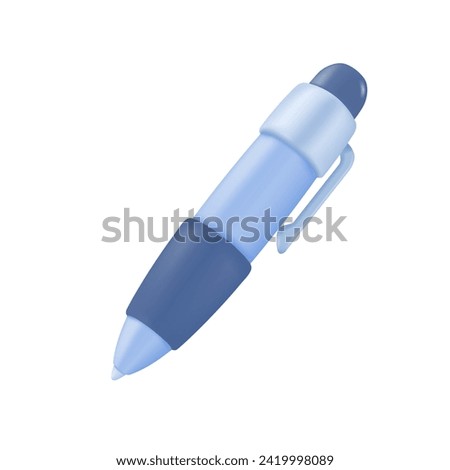 3D pen. Glossy pen for signing signatures on contracts. Taking notes by hand on a notebook. 3D vector Illustration.