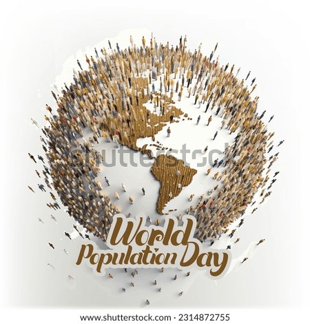 Illusration of a large and diverse group of people seen from above gathered together in the shape of the globe.