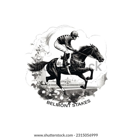 Illustration of Belmont Stakes, Horse Racing.