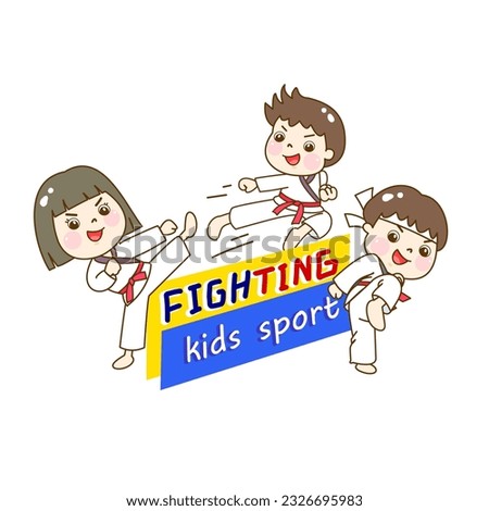 Cartoon fighting kids sports character.