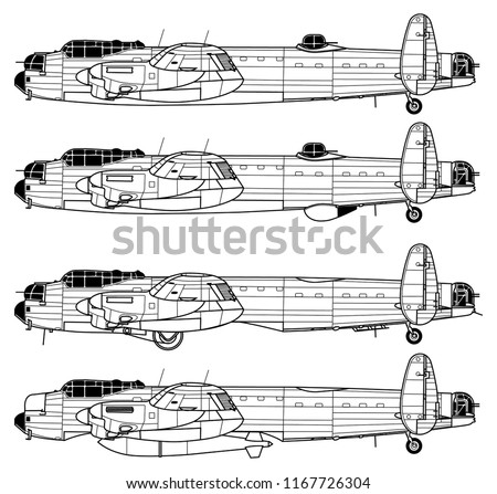 Avro LANCASTER. Outline vector drawing