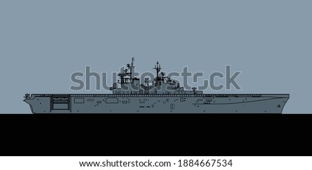 US Navy Wasp class amphibious assault ship. Vector image for illustrations and infographics.