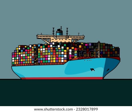 A huge container ship. Transoceanic transportation. Delivery of goods by sea.