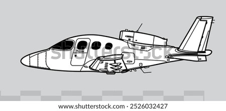 Cirrus Vision SF50. Vision Jet. Vector drawing of light business jet aircraft. Side view. Image for illustration and infographics.