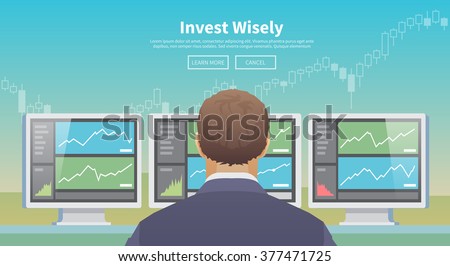 Multicolor stock exchange trading set of web banner. Equity market. World economy major trends. Modern flat design. Invest wisely.