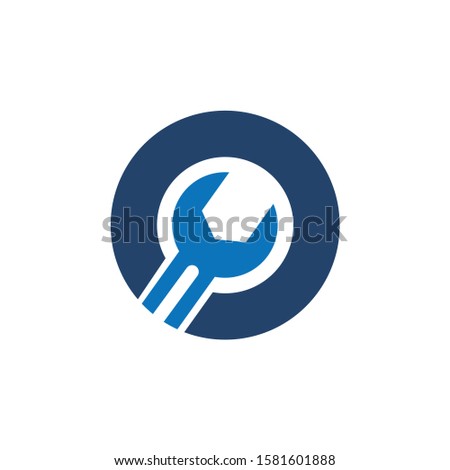 Letter O or Circle Wrench Logo Design. Handyman Repair Service. Technology Construction Industry Vector Icon
