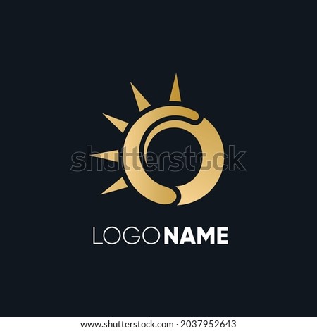 Letter O Sun Logo Design Vector Icon Graphic Illustration Emblem Background Template