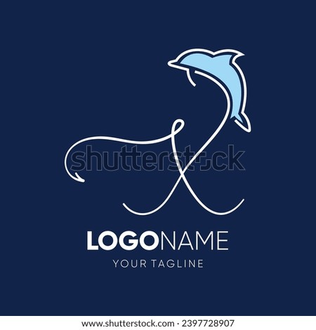 Lettering script X with Dolphin Silhouette Logo Design Vector Icon Graphic Emblem Illustration