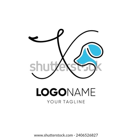 Letter Script X Dog Logo Design Vector Icon Graphic Emblem Illustration 