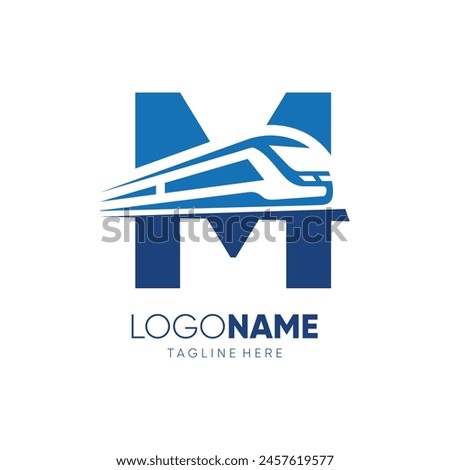 Letter M Fast Train Logo Design Vector Icon Graphic Illustration