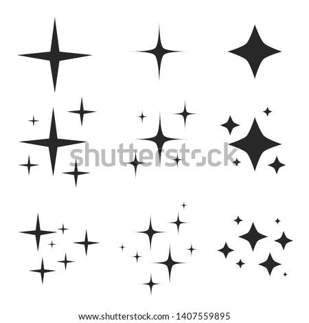 Sparkling black and white symbol vector A set of original sparkling starter icons, a shiny shine, light effect stars,shiny flash,decoration twinkle,Glowing light effect  and bursts collection Vector