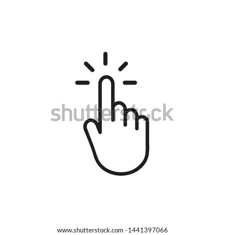 Clicking finger icon, hand pointer on white background vector