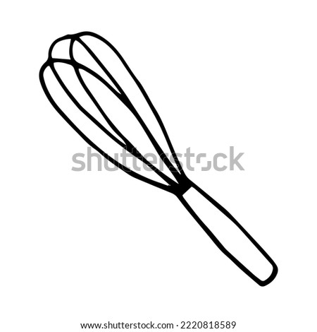 whisk icon, sticker. sketch hand drawn doodle style. 