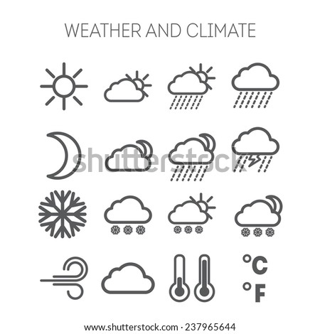 Set of simple weather and climate icons 